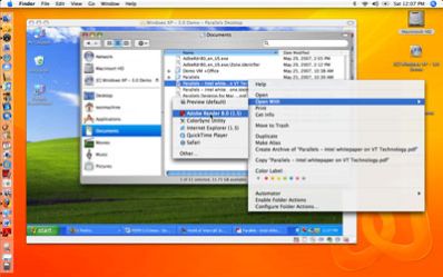 Parallels      Mac OS X  Windows