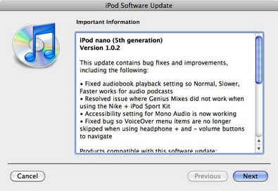 Apple обновила прошивку для iPod nano