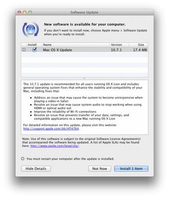   Mac OS X Lion 10.7.1 
