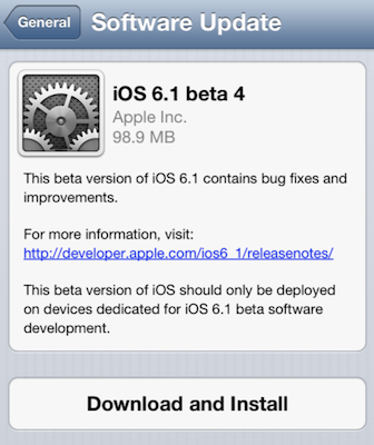 Apple  iOS 6.1 beta 4