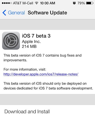 iOS 7 beta 3   