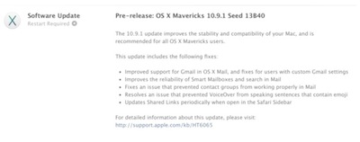   - OS X 10.9.1 Mavericks 