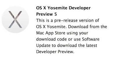 Apple  OS X Yosemite Developer Preview 5
