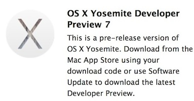 Apple  OS X Yosemite Developer Preview 7