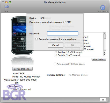 BlackBerry Media Sync  Mac