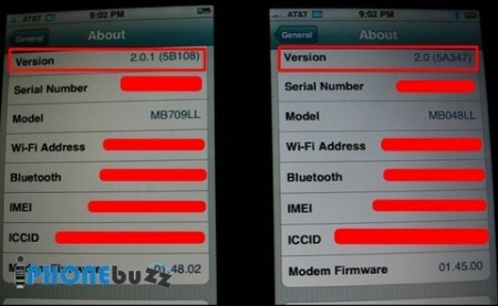 iPhone 2.0.1 vs 2.0