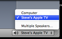 Выбрать Apple TV нижнем правом углу iTunes