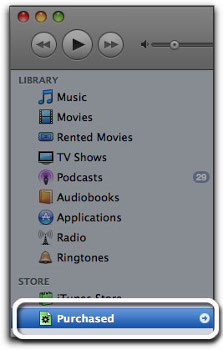 Поиск файлов, приобретенных в iTunes Store