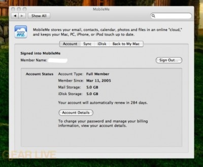 Mac OS X   MobileMe