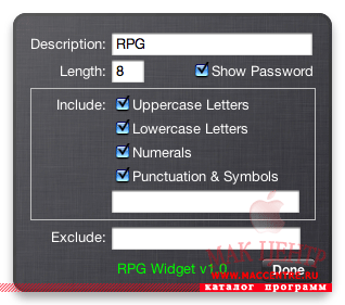RPG  1.0.1 WDG  Mac OS X - , 