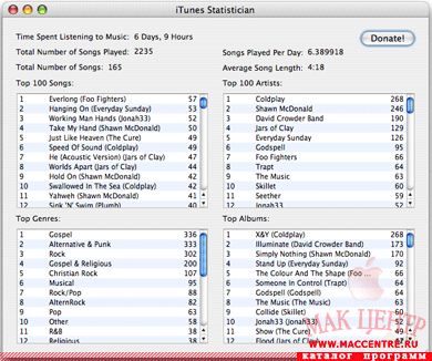 iTunes Statistician 1.3.4  Mac OS X - , 