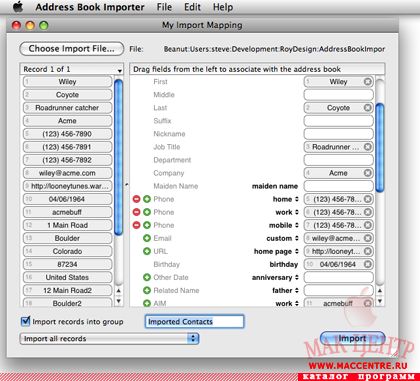 Address Book Importer 2.0.7  Mac OS X - , 