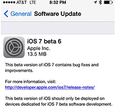 iOS 7  beta 6
