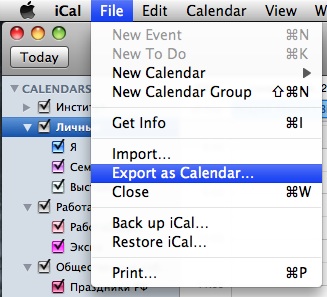 Export as Calendar